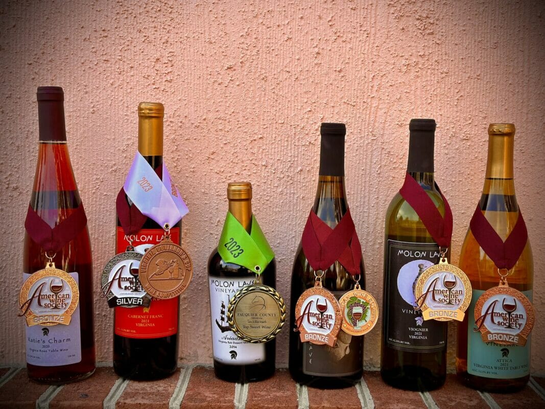 molon lave vineyards wine bottles and awards